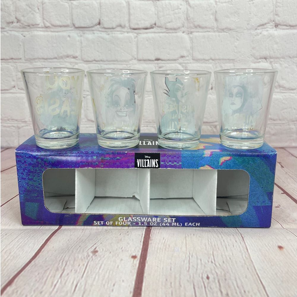 Disney Villains Glassware Set Of Four Shot Glass Set 1.5 Oz Each - Picture 3 of 6